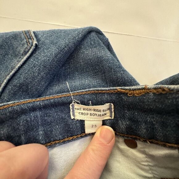 Madewell The High Rise Slim Crop Boyjean Denim Jeans in Medium Wash Womens 25 - Picture 5 of 12